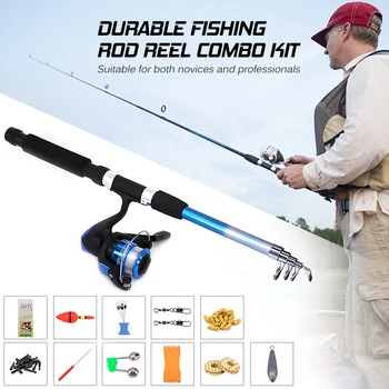 

Lixada Fishing Rod Combo and Reel Full Kit Spinning Fishing Reel Gear Pole Set with Fishing lure hooks bells sinkers barrel
