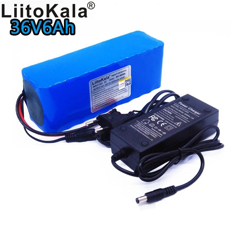 

LiitoKala New electric bicycle lithium ion battery 18650 6000mAh 10S3P 36v 6ah large capacity battery pack bms 42V charger set