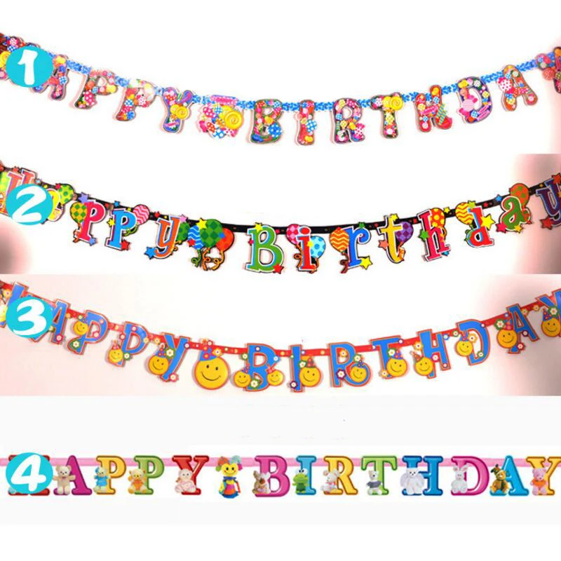 Happy Birthday Bunting Banner Cute Various Letter Shapes Hanging