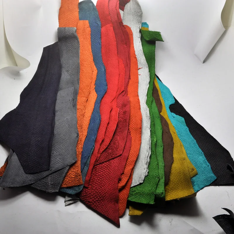 Leather Material 45*10cm Colorful Genuine Salmon Fish Leather Piece Multi Color Optional DIY Bag Belt Shoes Accessories