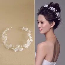 Blanco romántico de La Gasa Boda de la Flor de La Venda Hecha A Mano Nupcial Celada de Pelo Dama de honor de La Vid