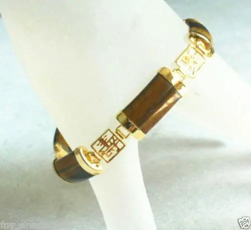 Wholesale price 16new ^^^^Natural Tiger's Eye Stone Gold Plated Fortune Lucky Link Bracelet | Украшения и аксессуары