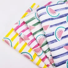 Различные цвета 50x40 см хлопок саржевая ткань лоскутное шитье DIY материал ткань арбуз полоса Печать Хлопок Ткань