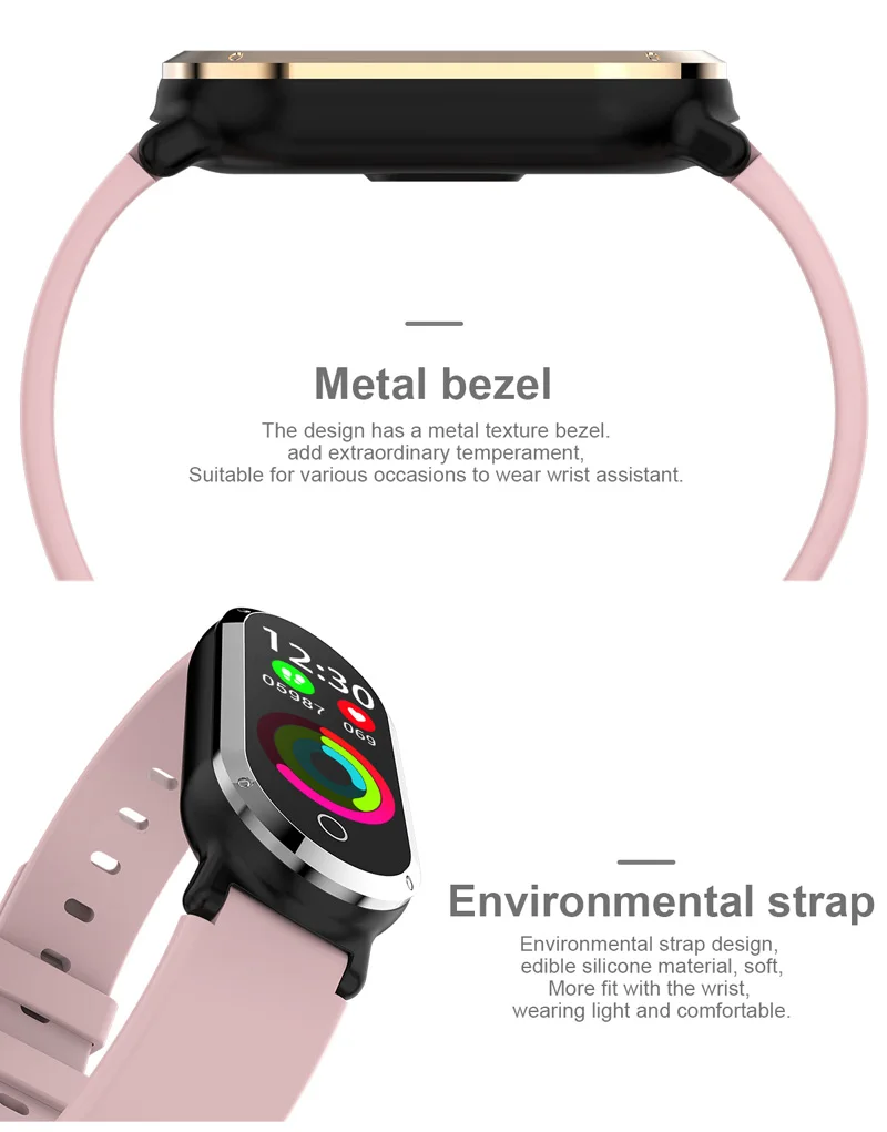 Фитнес-браслет T1 смарт-браслет монитор сна фитнес-трекер кровяное давление Часы Android IOS цветной экран Спортивный Браслет