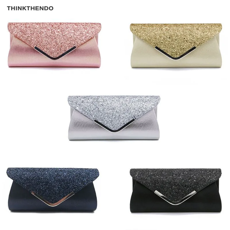THINKTHENDO 2019 جديد أزياء المرأة بريق لماع مسحوق الكتف Crossbody الزفاف السهرة حزب الفاصل حقيبة يد محفظة