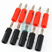 10 шт. 4 мм разъем типа "банан" Jack винтовой головка типа "банан" черный и красный цвет никелированный Пластик вилка типа "банан" серебристый
