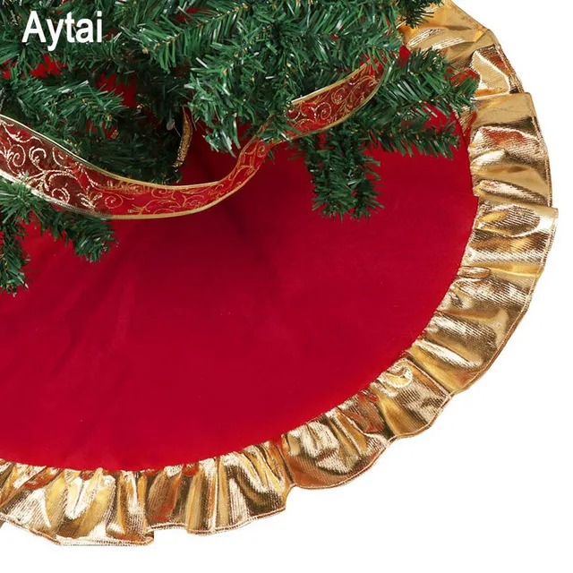 aytai 90cm red christmas tree skirt golden edge gold ruffle bow cover base decoration xmas tree - Cheap Christmas Tree Skirts aytai 90cm red christmas tree skirt golden edge gold ruffle bow cover base decoration xmas tree - Cheap Christmas Tree Skirts