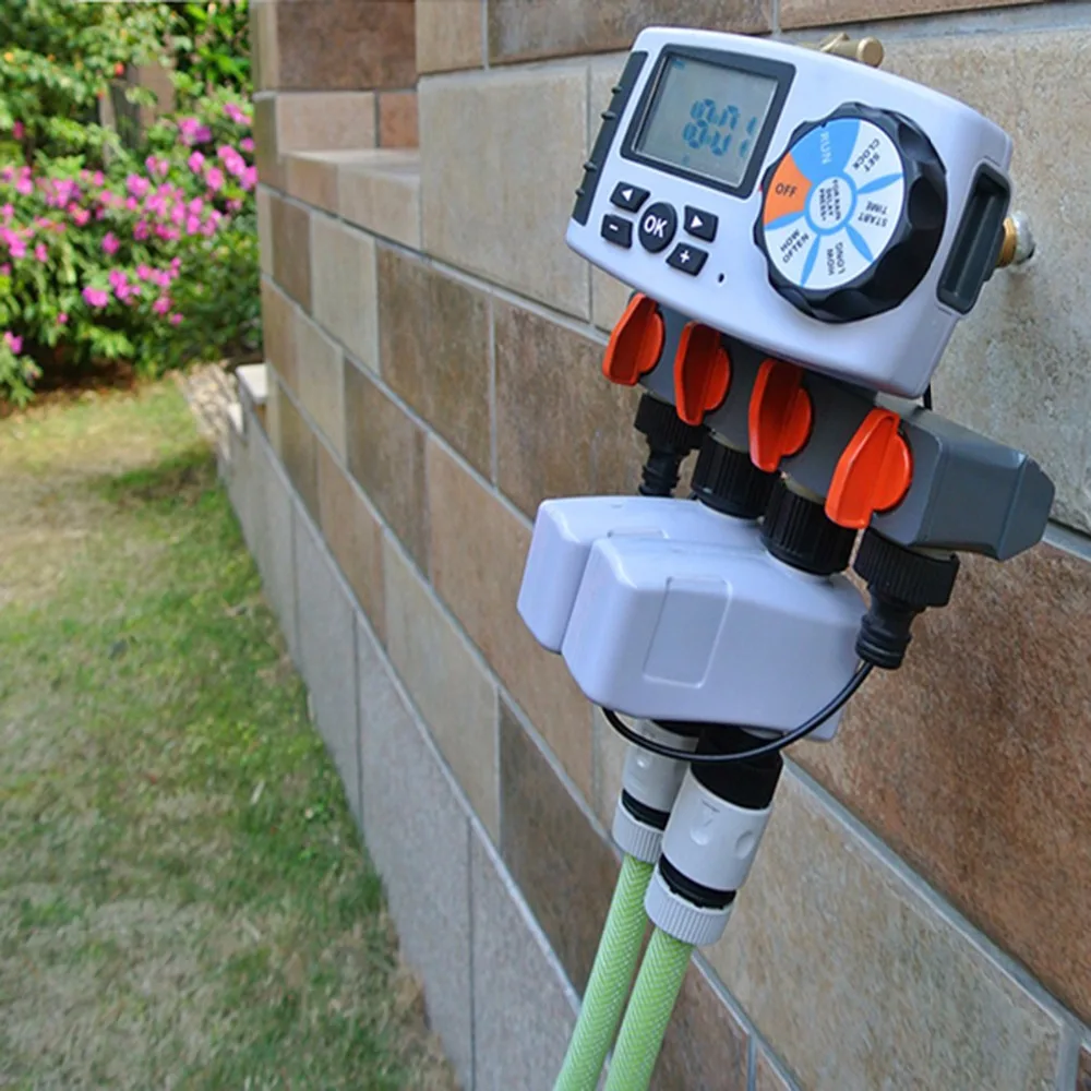 Aqualin Automatic 4-Zone Irrigation System Watering Timer Garden Water ...