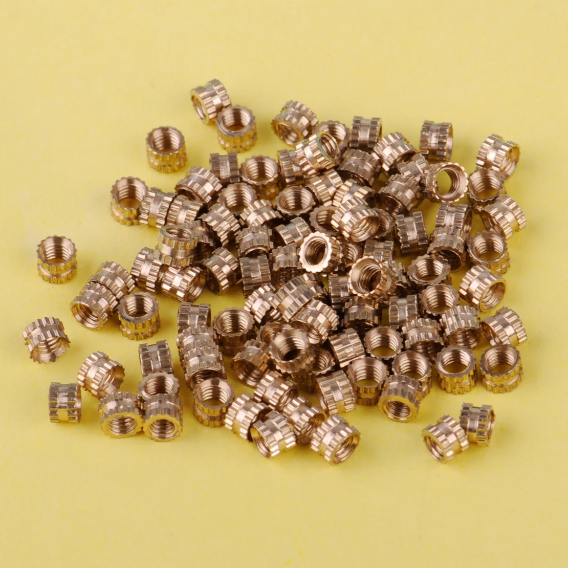 LETAOSK100PCSM3x3BrassCylinderKnurledThreadedRoundInsert