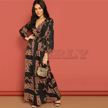CUERLY V Neck Scarf Print Belted Wrap Casual Dress Women 2019 Spring Long Sleeve Party Maxi Dress Vacation Ladies Dresses CUERLY V Neck Scarf Print Belted Wrap Casual Dress Women 2019 Spring Long Sleeve Party Maxi Dress Vacation Ladies Dresses