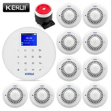 KERUI W17 беспроводная Wi-Fi GSM сигнализация Система безопасности дома защита от пожарного дыма несколько языков IOS Android приложение управление