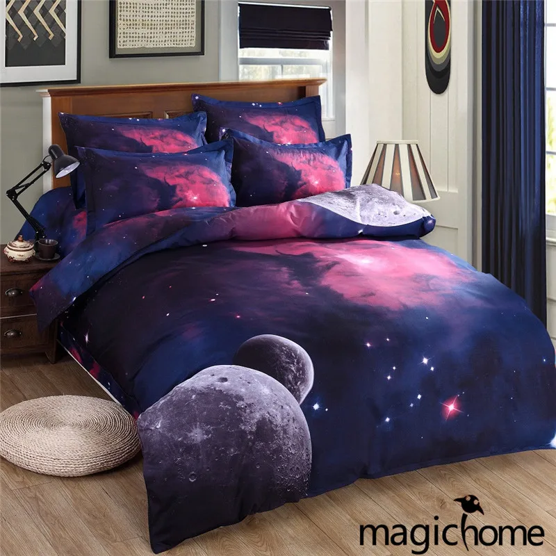 

3D Printed Galaxy Bedding Set For Home Universe Outer Space Themed Duvet Cover Set Queen Size 100% Polyester Bedding Set 3/4pcs