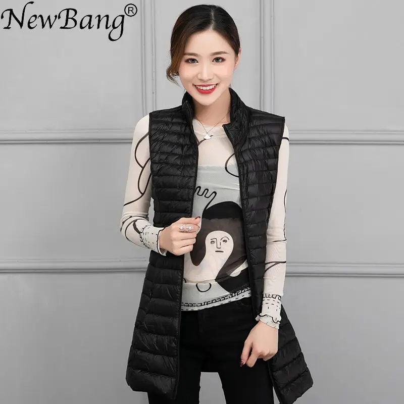 

NewBang Brand Long Vest Women Ultra Light Down Vest Windproof Lightweight Warm Waistcoat Female Down Coat Long Slim Sleeveless