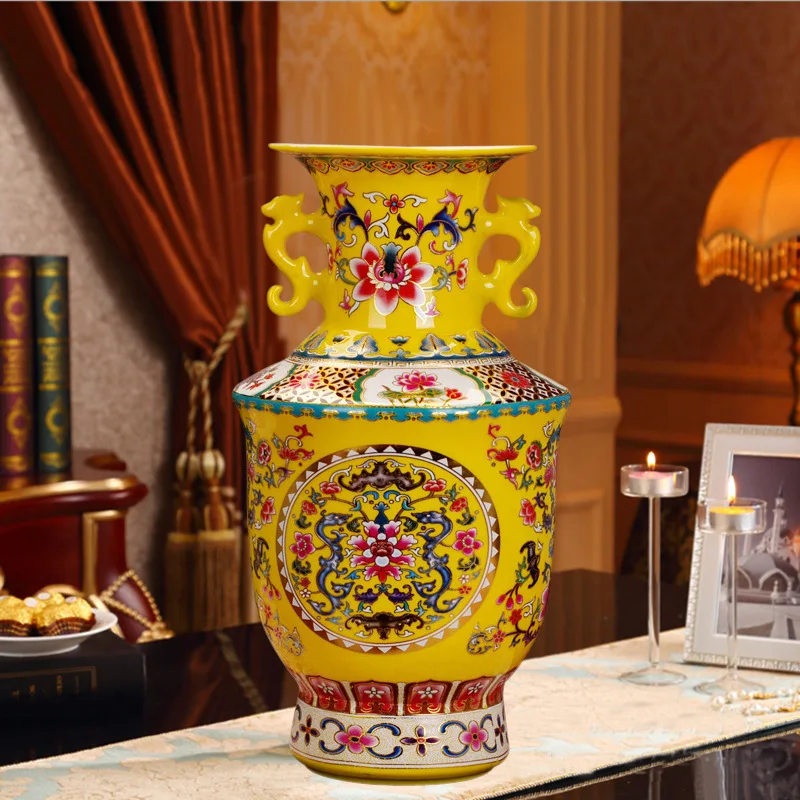 

Large size vase High quality franc ceramic vase Delicate pattern Chinese element symbol