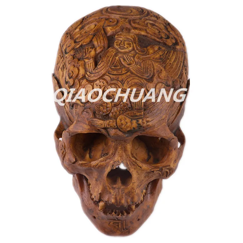 

Statue Eight Diagrams Crafts Apocalypse Series Kapala Human Skull Bone Handicrafts 1:1 Resin Skull Bone Engraving Collectibles
