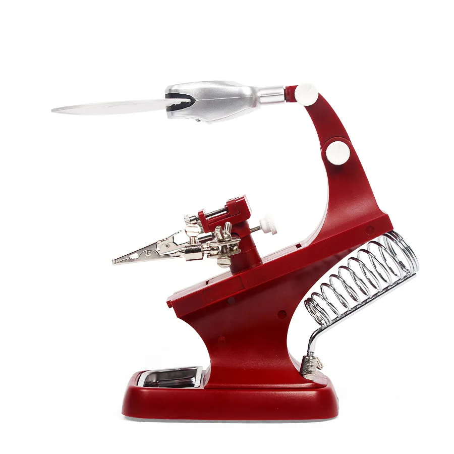 Multi-functional 3X/4.5X magnifying glass Alligator Clip Holder Clamp Helping Hand Soldering Repair Tool With LED | Инструменты