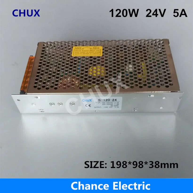 

120W 24V Switching power supply 5A Single Output 220V Input S-120W-24V for LED Strip light Regulate AC to DC Led Switch Power