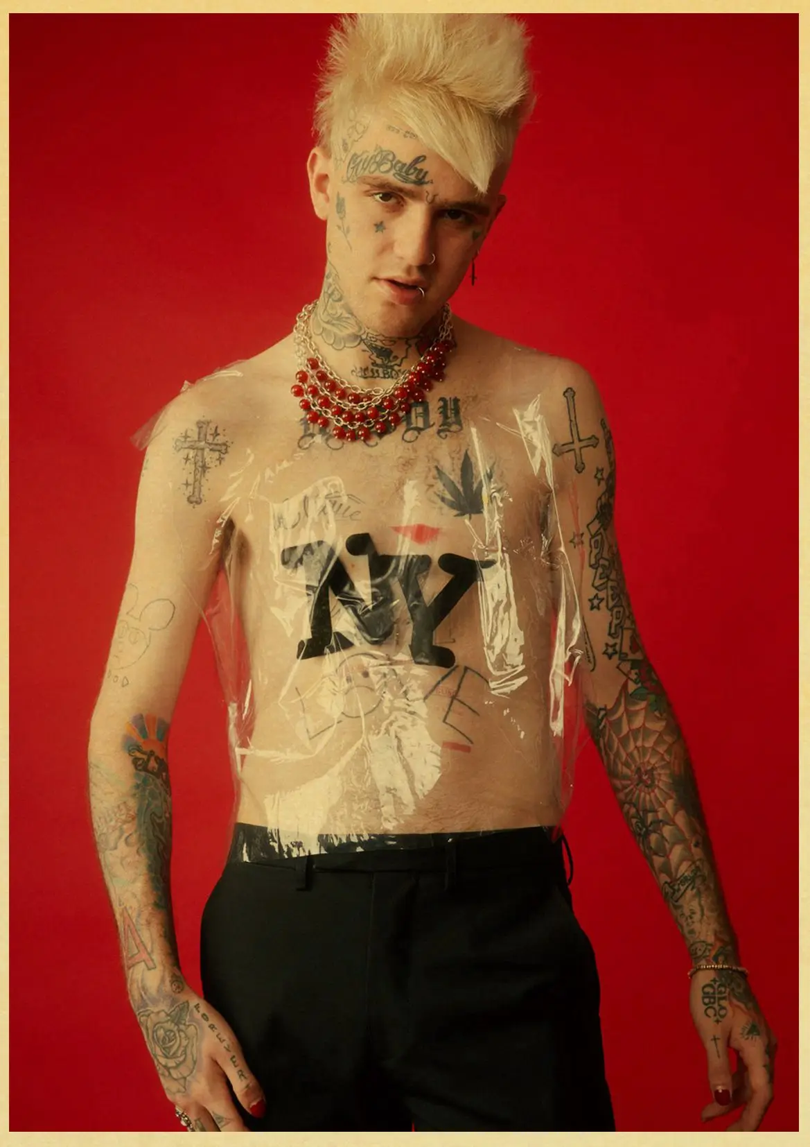 Рэпер Lil Peep плакат из крафт-бумаги художественный плакат Бар Кафе винтажная Высококачественная печать рисунок ядро настенная декоративная живопись