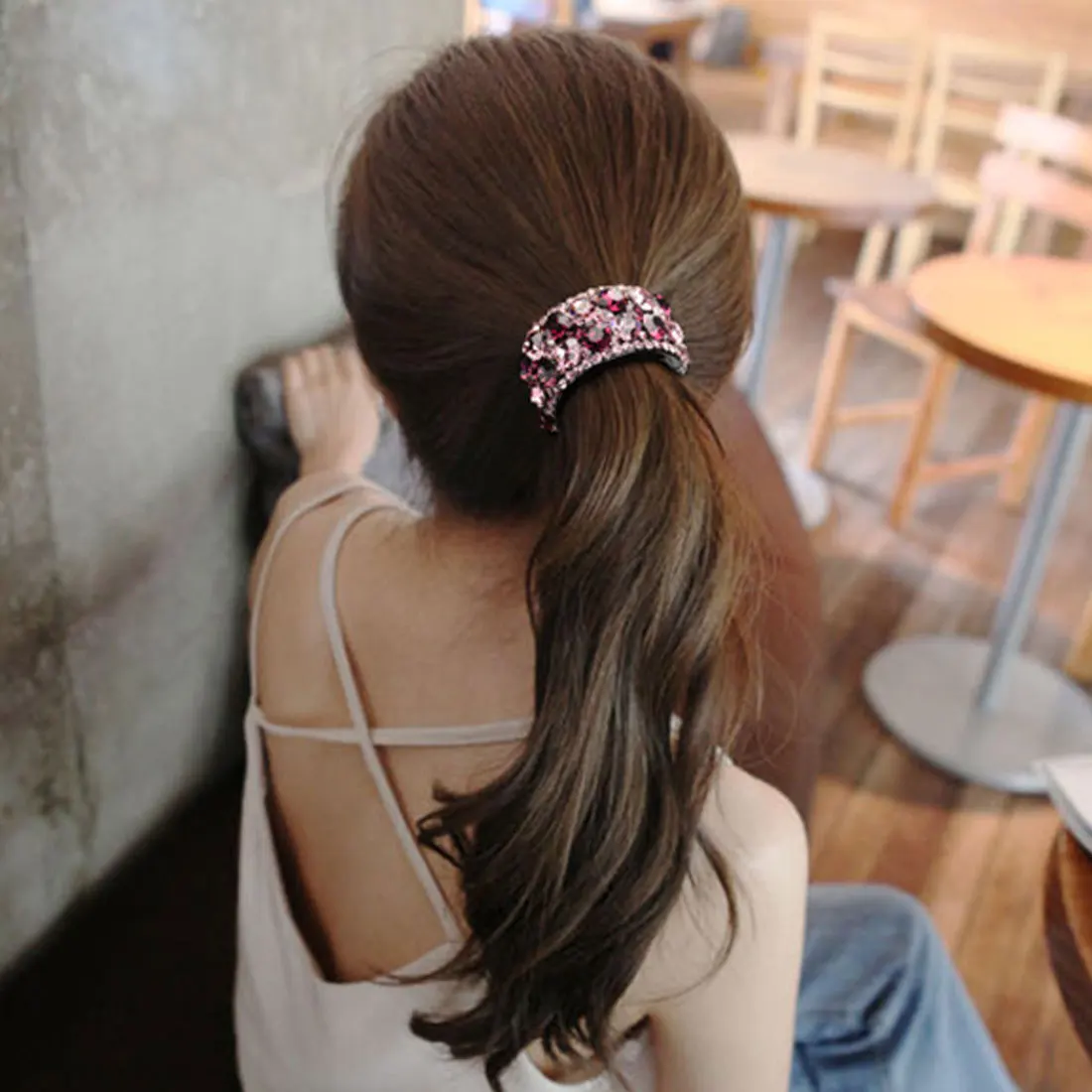 

1 Pcs Hair Clips Plastic Crystal Gum Hairpin for Hair Ponytail Ring Buckle Holder Women Accessories High Quality