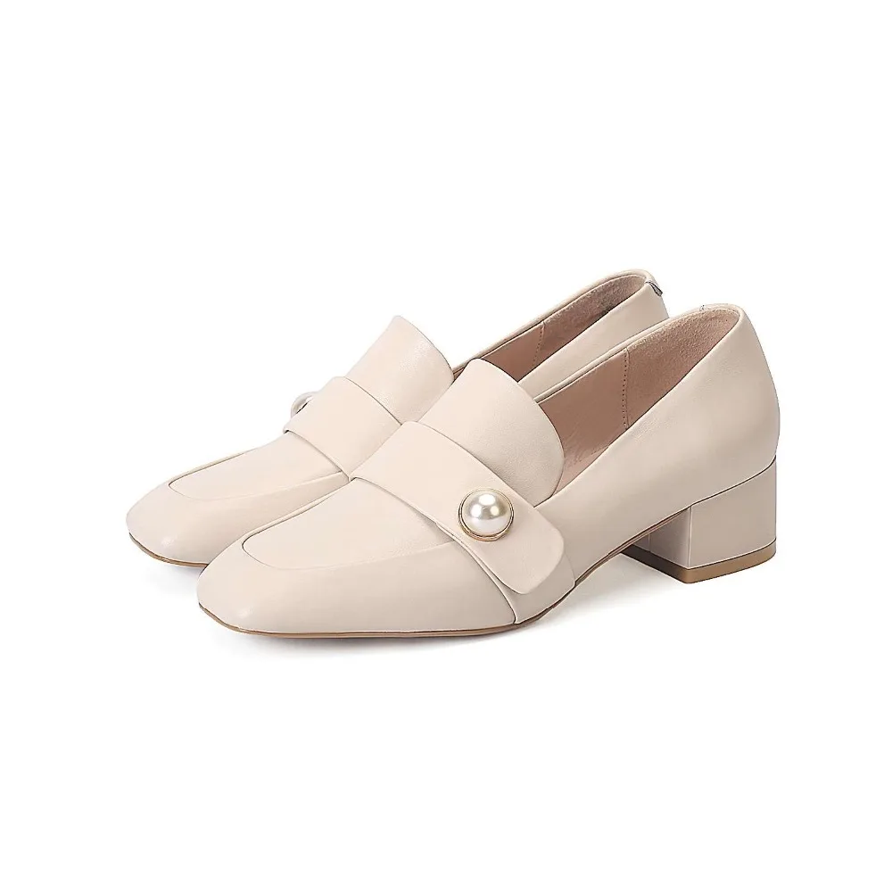 Clásico Mujer L5f1 En Perla Resbalón Lenkisen Pie Llegada 2018 Cow Superficial Del De Bombas Med microfiber Tacones microfiber Franja Dedo Gruesos Nueva Leather Completo Grano Cuero Cuadrado qwBwzR