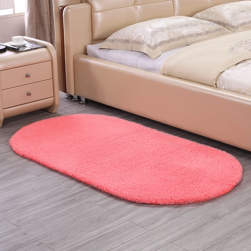 High Quality Cashmere Pink Oval Carpet Bedside Blanket Pad High Density
