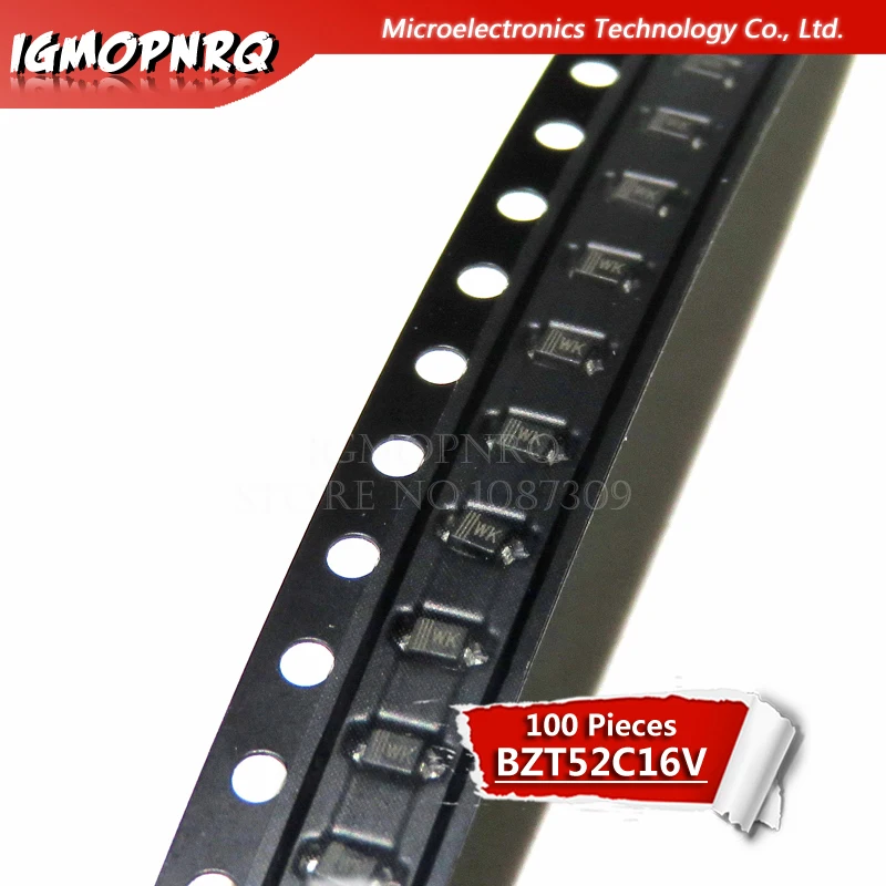 100 шт Зенер диод BZT52C16V BZT52C SOD-323/123 WK | Электронные компоненты и принадлежности