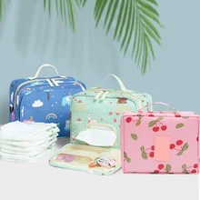 Детские сумки для подгузников, сумки для беременных, одноразовые многоразовые, модные принты, влажные, сухие пеленки, Сумка с двойной ручкой, Влажные Сумки