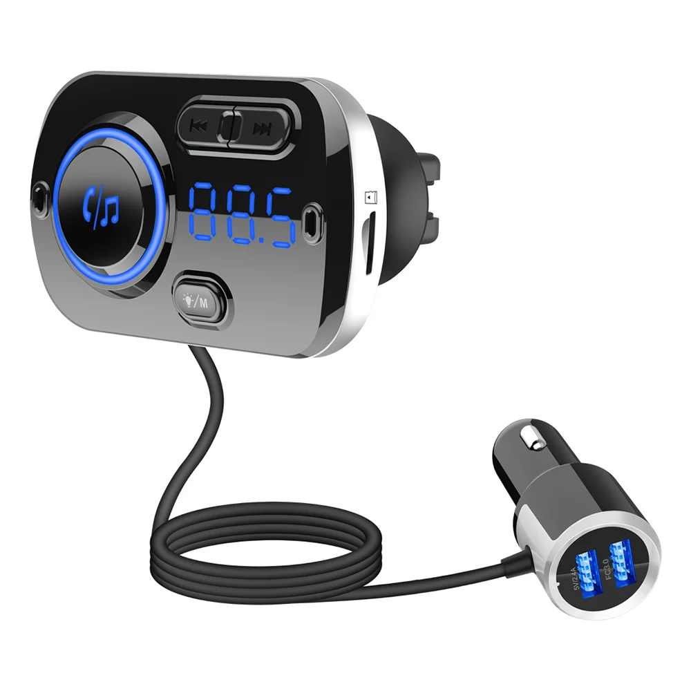 Громкая связь Bluetooth автомобильный комплект динамик двойной fm-трансмиттер с USB атмосферный свет mp3-плеер Быстрая зарядка 3,0
