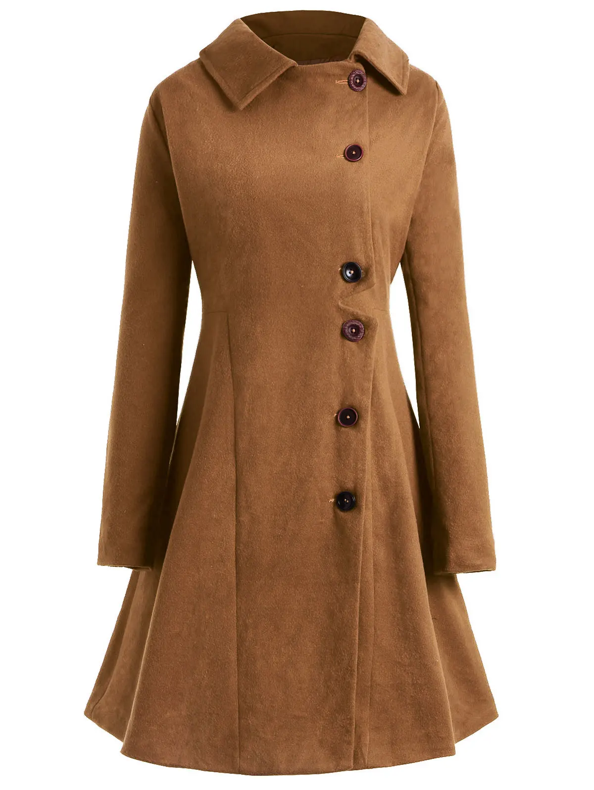 ROSEGAL, пальто размера плюс на пуговицах, женское, зимнее пальто, хлопковая зимняя куртка, женские топы, верхняя одежда, женская одежда, пальто - Цвет: Cinnamon