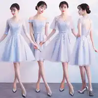 Summer Lady Bridesmaid Mini Dress 2019 New Wedding Party Qipao Novelty Lace Flower Sexy Cheongsam Noble Vestidos Size XS-XXL