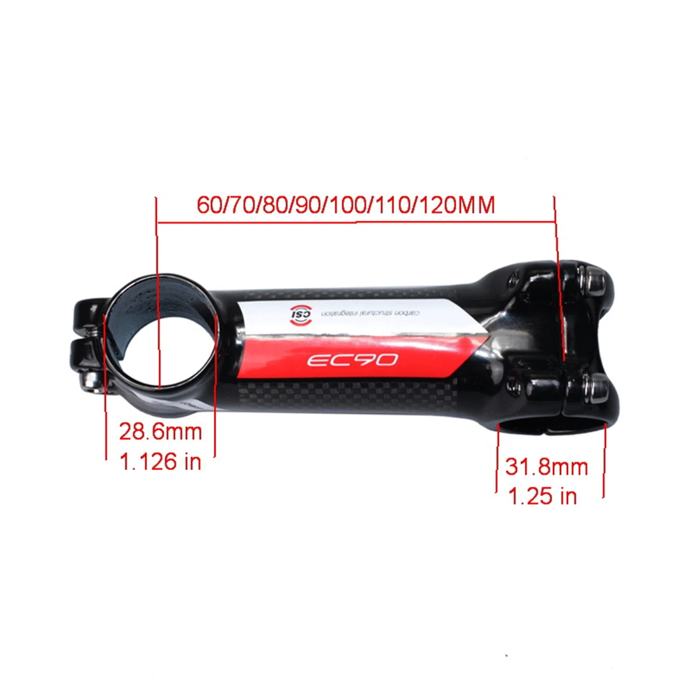 EC90 Carbon Stem 28.6-31.8 Ultra-light Aluminum+Carbon Fiber Riser Rod Stem Road Bike MTB Bicycle Stem Red (12)