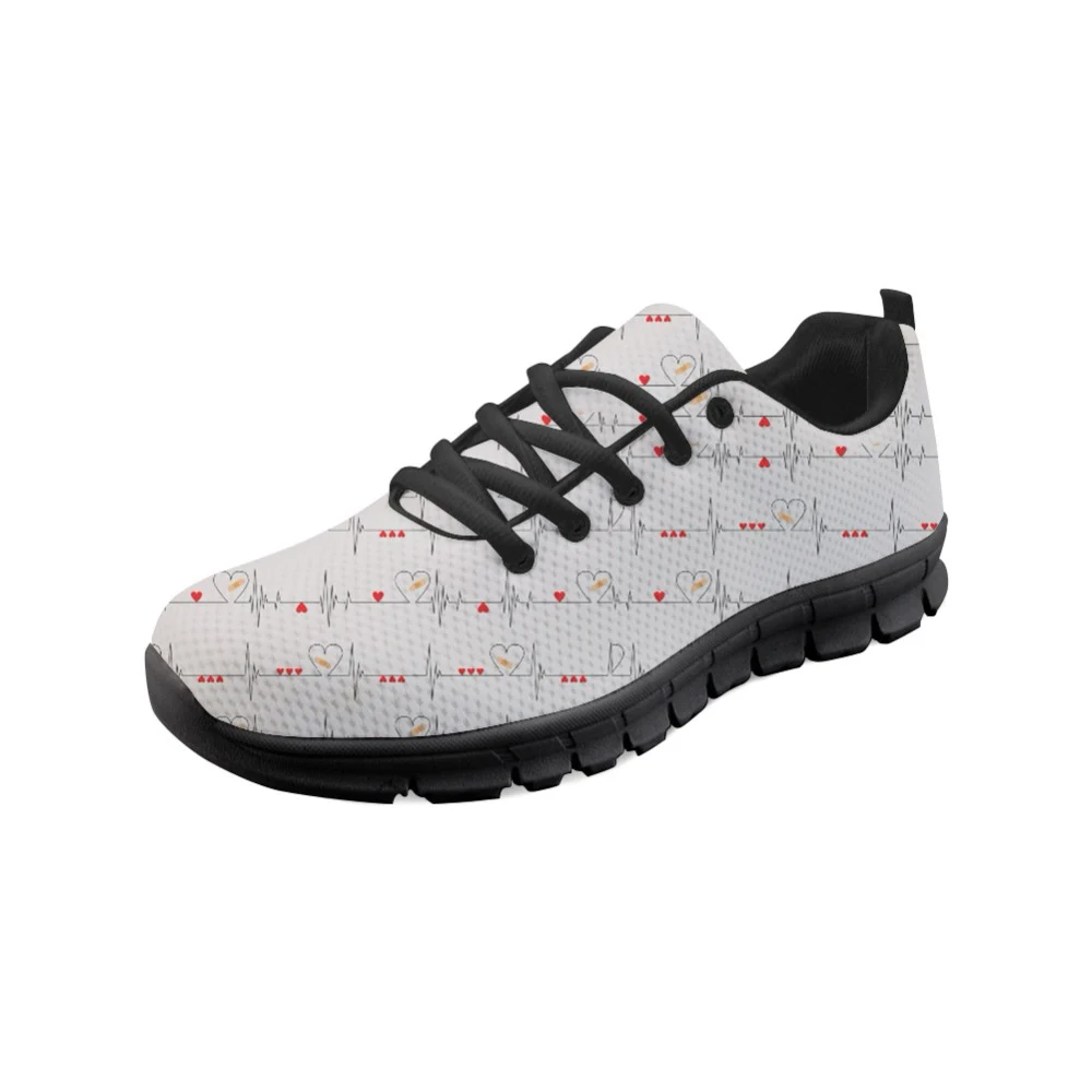 

Customized Sneakers ECG Nurse Heart Pattern Women Flats Shoes Casual Women Sneakers Fashion Light Mesh Comfortable Ladies Shoes