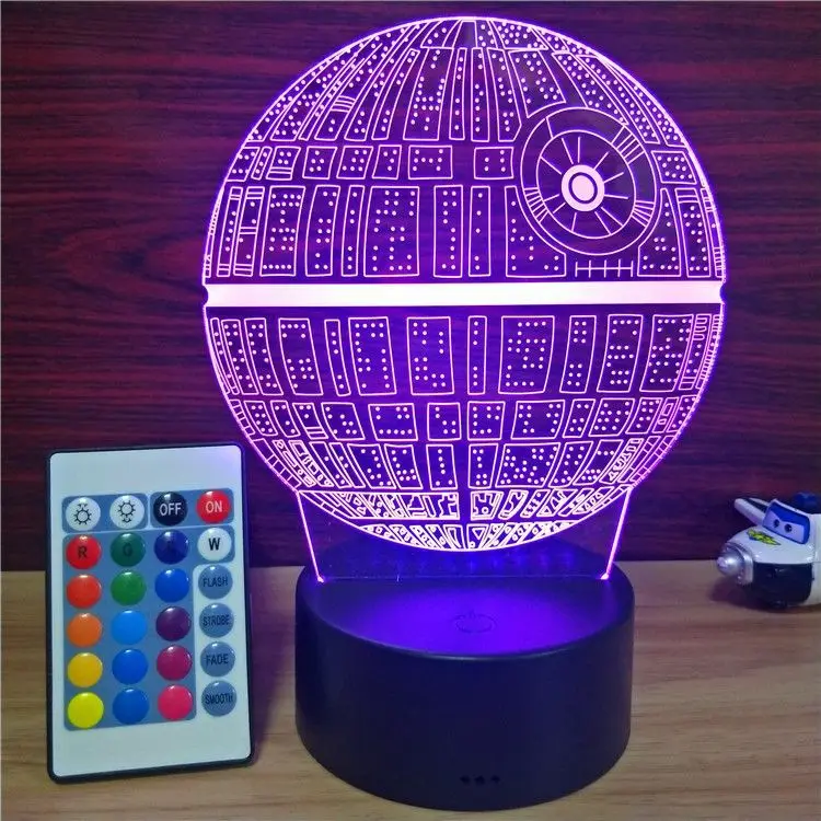 Несколько Star Wars Death Star светодиодный 3D night lights Творческий Ambient Light настольную лампу домашнего освещения Bulbing Цвет изменить Luminaria