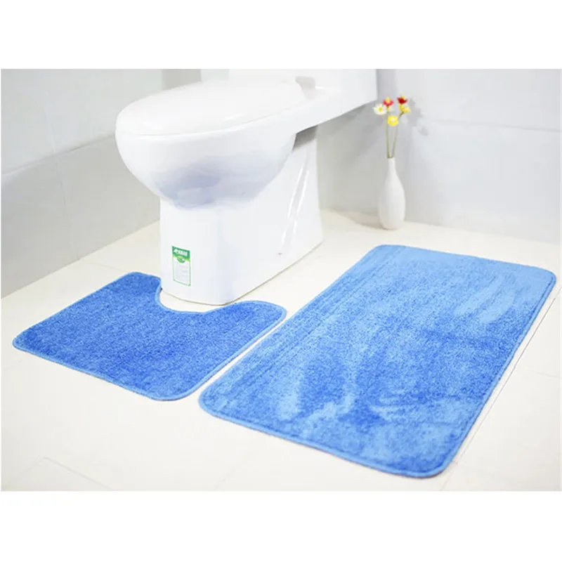 Alfombrilla de baño de estilo occidental, 2 piezas, color liso, Súper
