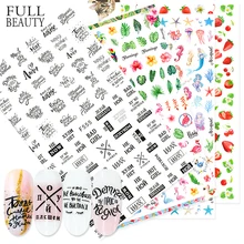 1 pièces 3D ongle curseur noir russie lettre autocollant été Flamingo décalcomanies adhésif manucure conseils Nail Art décorations CHF554-563(China)