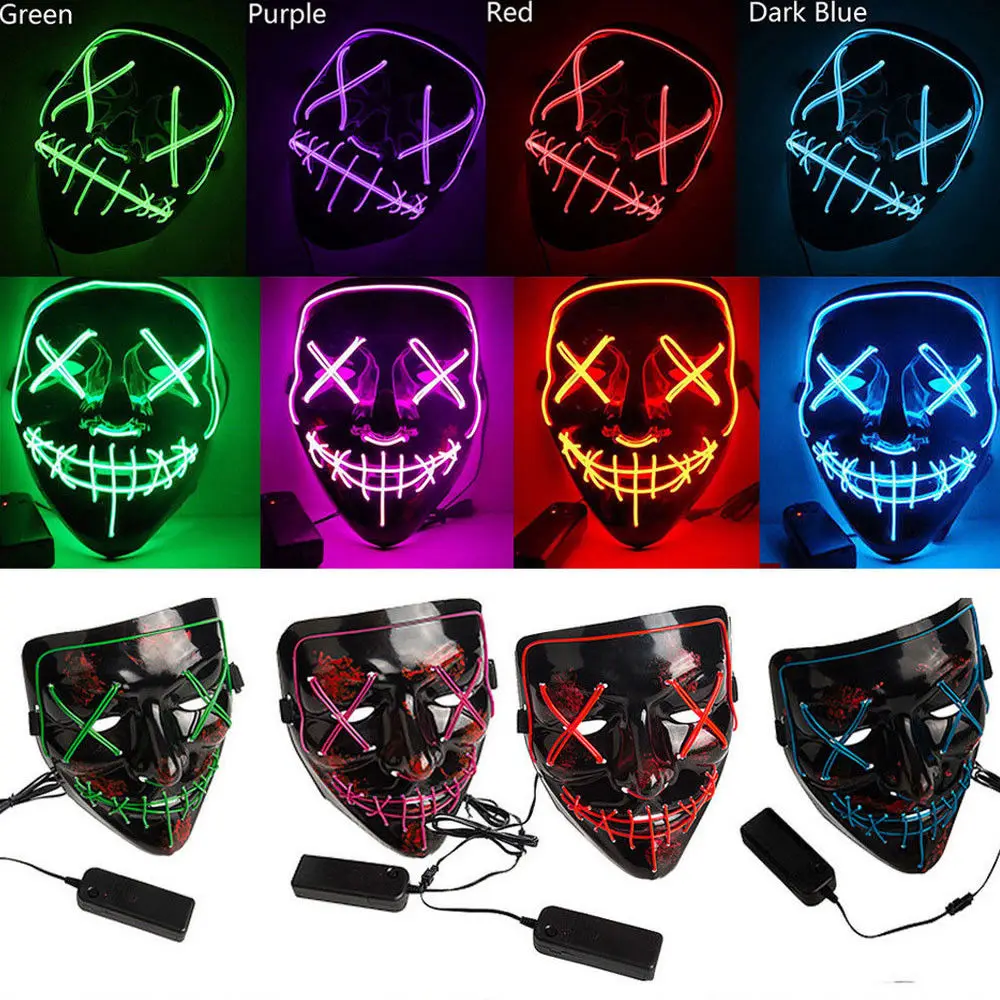

Hot Halloween Mask LED Light Up Party Masks The Purge Election Year Masks Cosplay Costume Supplies Home Decoration Accessories