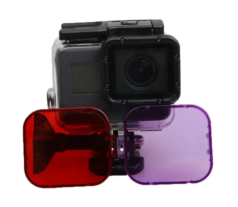 Diving Filter Original Waterproof Lens Cap Yellow Red Purple Gray Dive Filter For Go pro Hero 5 6 Black Accessories (3)