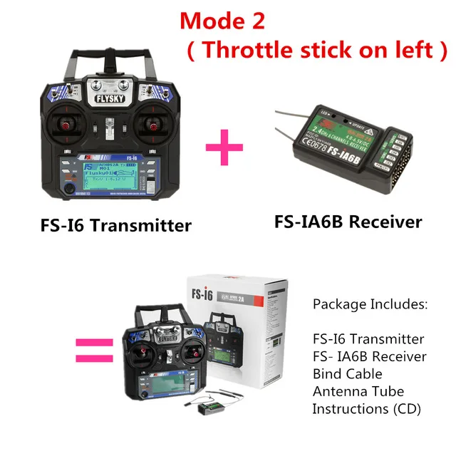Flysky FS-i6 FS I6 2,4G 6ch RC передатчик контроллер FS-iA6 или FS-iA6B приемник для RC вертолет самолет Квадрокоптер планер Дрон - Цвет: I6 with IA6B left