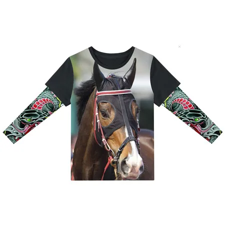 Г. Детская одежда футболка для мальчиков футболка с рисунком лошади для малышей, бренд, детская одежда с рукавами для девочек летняя детская одежда с татуировкой - Цвет: 19T 428