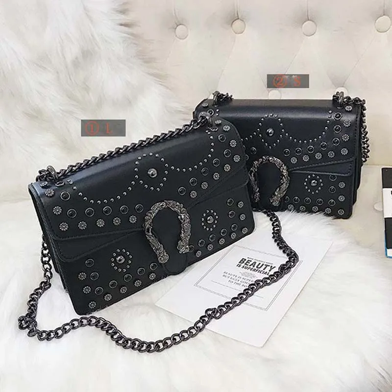 Amorvivi 2019 Handbags Chain bag Small square bag Rivet single shoulder slung portable bags women messenger bags