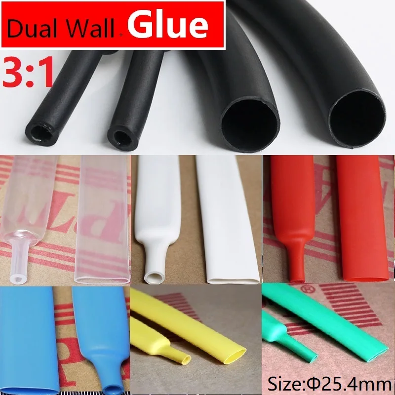 Dual-Wall Black Glue Lined 3:1 Heat Shrink Tubing Sleeving 7 Size Kit 1.2m New