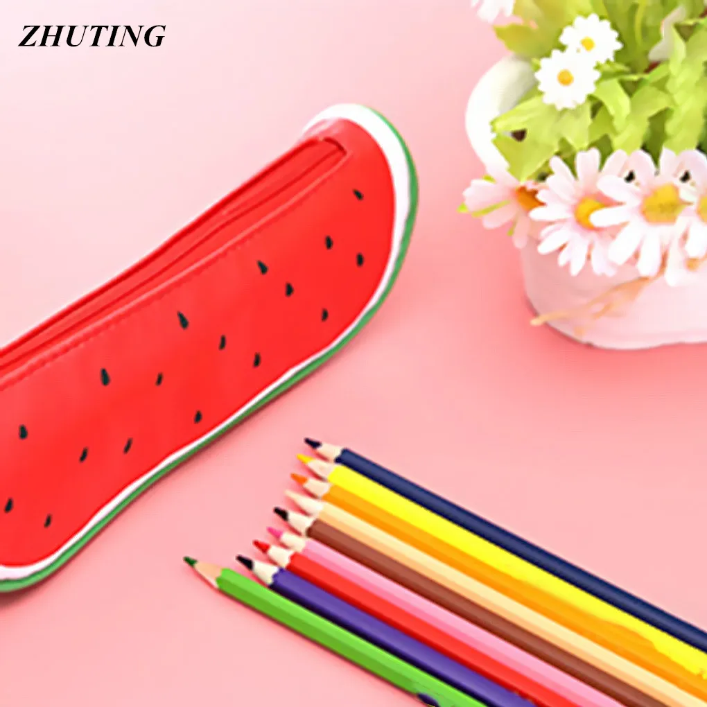 

Lovely Watermelon/Orange/Kiwi Fruits Shape Wear-resistant PU Waterproof Storage Bags Pencil Case