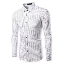 2017 Брендинг Ткань С Длинным Рукавом мужская Рубашка Сорочка Homme Camisa Masculina горошек Печатных модные футболки Плюс размер TU213