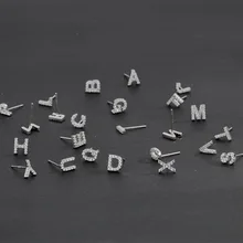 ANENJERY DIY ювелирные изделия 1 пара крошечные CZ 925 пробы серебряные начальные буквы серьги-гвоздики для женщин Имя Серьги S-E868