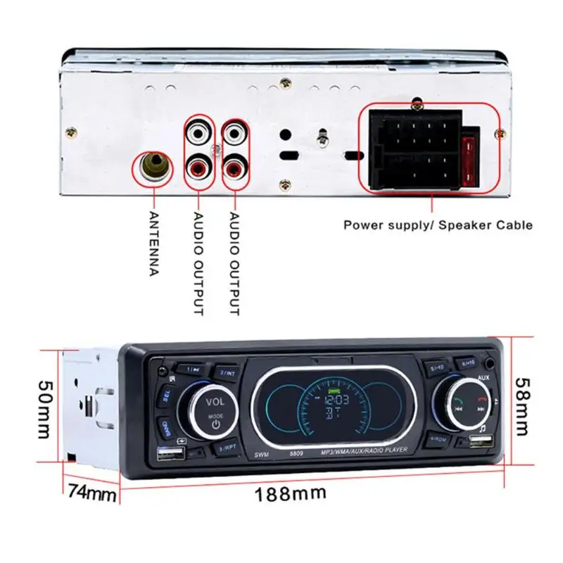 SWM 8809 автомобильный стерео MP3-плеер FM Радио BT RCA USB с пультом дистанционного управления USB комплект беспроводной связи bluetooth для автомобиля lcd mp3-плеер