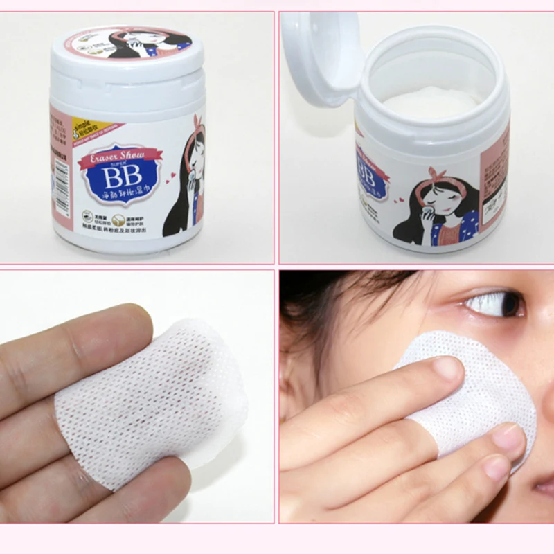 

BIOAQUA 100Pcs Non-woven Makeup Remover Pads Facial Cleansing Cotton Cosmetics Wet Tissues Deep Clean Wipes For Lips Eyes Face