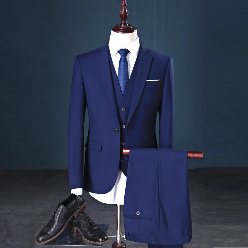 men Suit 2018 Famous Brand Mens Suits Wedding Groom Plus Size S- 5XL 3 Pieces(Jacket+Vest+Pant) Slim Fit Casual Tuxedo Suit Male