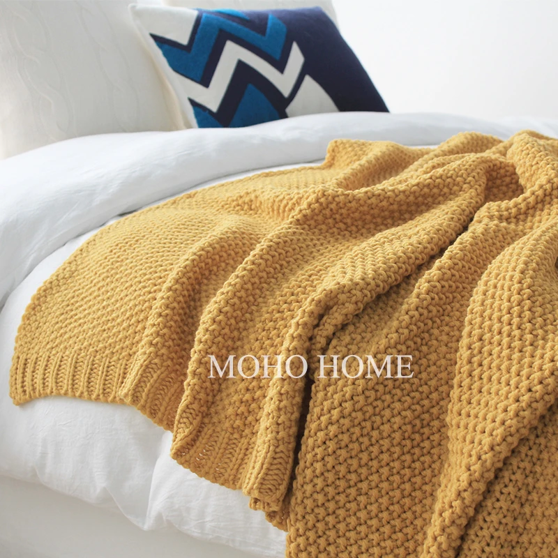

Nordic INS Knitted Wool Blanket Summer Nap Single Leisure Blanket Sofa Air Conditioning Blanket Wool Blanket