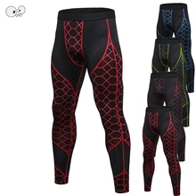 Быстросохнущие сетки печатных мужские легинсы для бега фитнес тренажерный зал брюки для йоги Кроссфит бег спортивные леггинсы эластичная спортивная одежда брюки