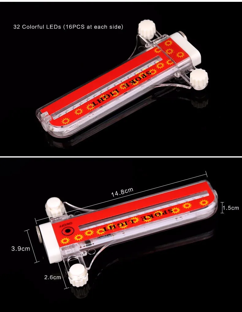 Cool 2 Side 32 LED 32 Pattern Waterproof Wheel Signal Lights Colorful Rainbow Bikes Bicycles Fixed Spoke Warn Safety Light (6)
